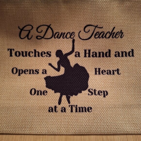 Dance Teacher Gift Canvas Zipper Pouch Touches Hand Opens Heart Makeup Snacks - Picture 2 of 5